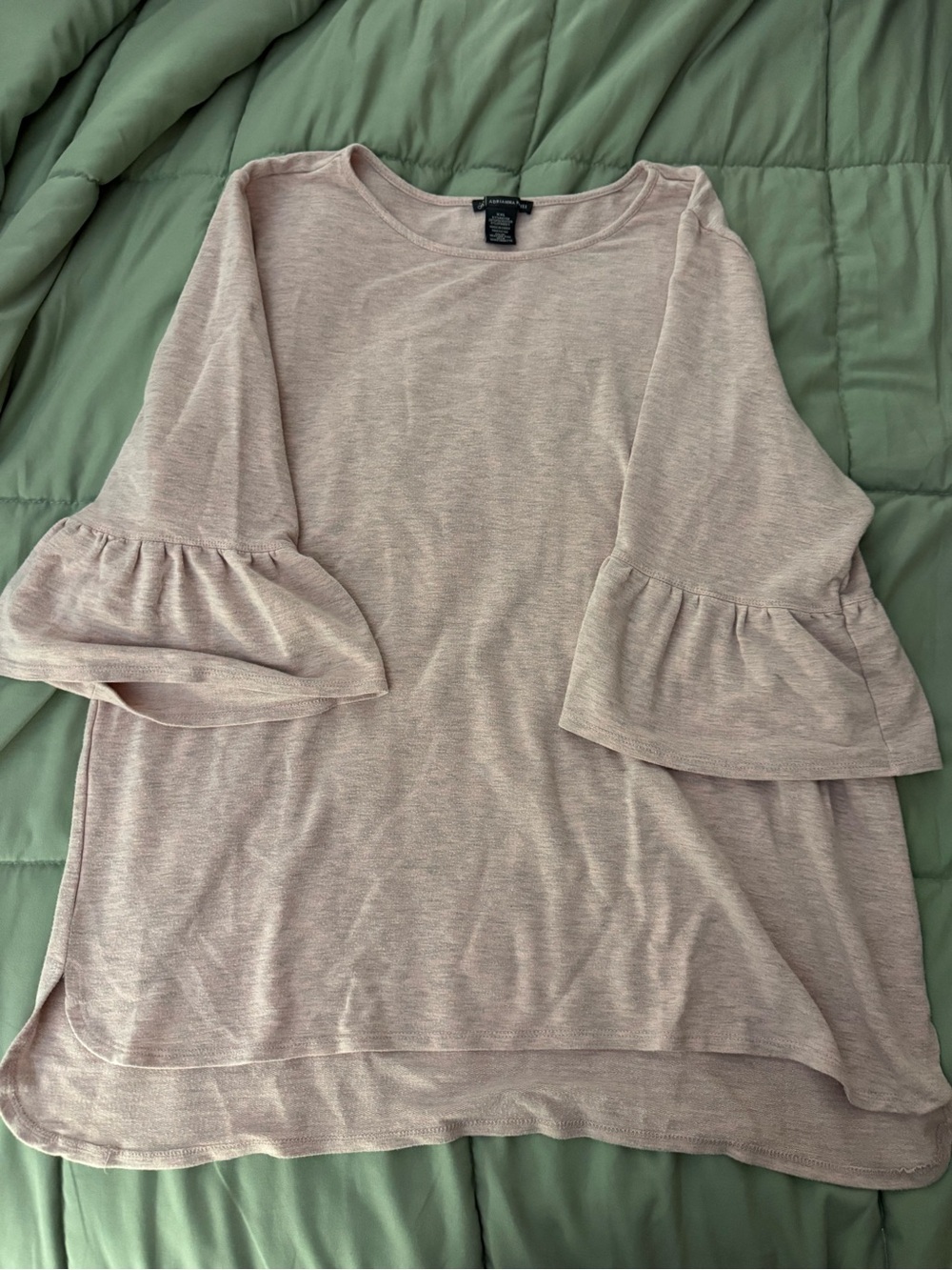 Adrianna Papell Blush Pink Ruffle-Sleeve Tunic Top
